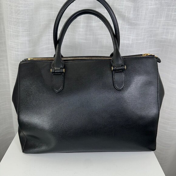 Lauren Ralph Lauren Black Leather Newbury Double Zip Satchel - Picture 2 of 15